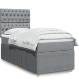 vidaXL Boxspringbett mit Matratze Hellgrau 90x200 cm Stoff