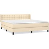 vidaXL Boxspringbett mit Matratze Creme 160x200 cm Stoff
