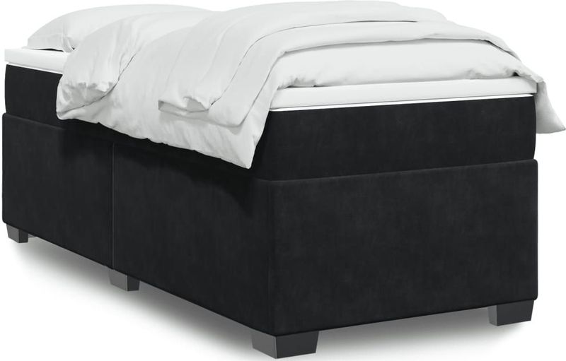 vidaXL Boxspringbett mit Matratze Schwarz 80x200 cm Samt