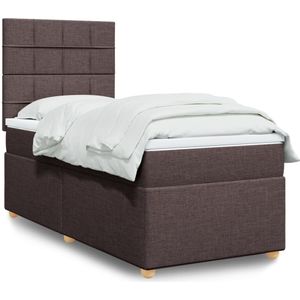 vidaXL Boxspringbett mit Matratze Dunkelbraun 90x200 cm Stoff