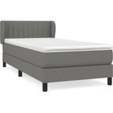 vidaXL Boxspringbett mit Matratze Dunkelgrau 80x200 cm Stoff