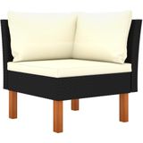 vidaXL 6-tlg. Garten-Lounge-Set mit Kissen Poly Rattan Schwarz