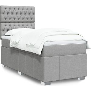 vidaXL Boxspringbett mit Matratze Hellgrau 80x200 cm Stoff