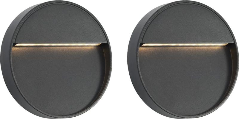 vidaXL Außenwandleuchten 2 Stk. LED 3W Schwarz Rund