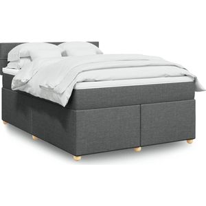vidaXL Boxspringbett mit Matratze Dunkelgrau 140x200 cm Stoff