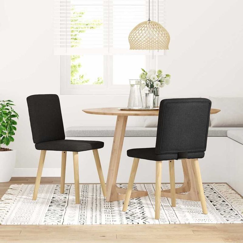 vidaXL Esszimmerstühle 2 Stk. Schwarz Stoff