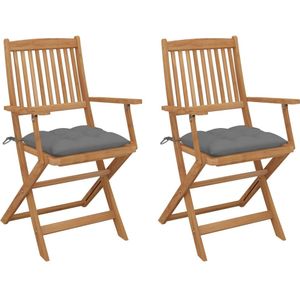 vidaXL Klappbare Gartenstühle 2 Stk. mit Kissen Massivholz Akazie