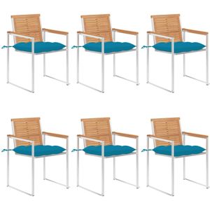vidaXL Gartenstühle 6 Stk. mit Kissen Massivholz Teak