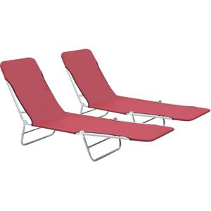 vidaXL Klappliegen 2 Stk. Stahl und Stoff Rot