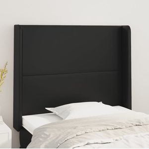 vidaXL Kopfteil mit Ohren Schwarz 93x16x118/128 cm Kunstleder