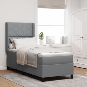 vidaXL Boxspringbett mit Matratze Hellgrau 80x200 cm Stoff