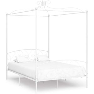 vidaXL Himmelbett-Gestell Weiß Metall 120 x 200 cm