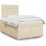 vidaXL Boxspringbett mit Matratze Creme 120x190 cm Stoff