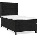 vidaXL Boxspringbett mit Matratze Schwarz 80x200 cm Samt