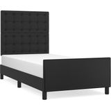 vidaXL Bettgestell mit Kopfteil Schwarz 90x200 cm Kunstleder