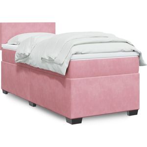 vidaXL Boxspringbett mit Matratze Rosa 90x200 cm Samt
