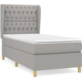 vidaXL Boxspringbett mit Matratze Hellgrau 90x200 cm Stoff