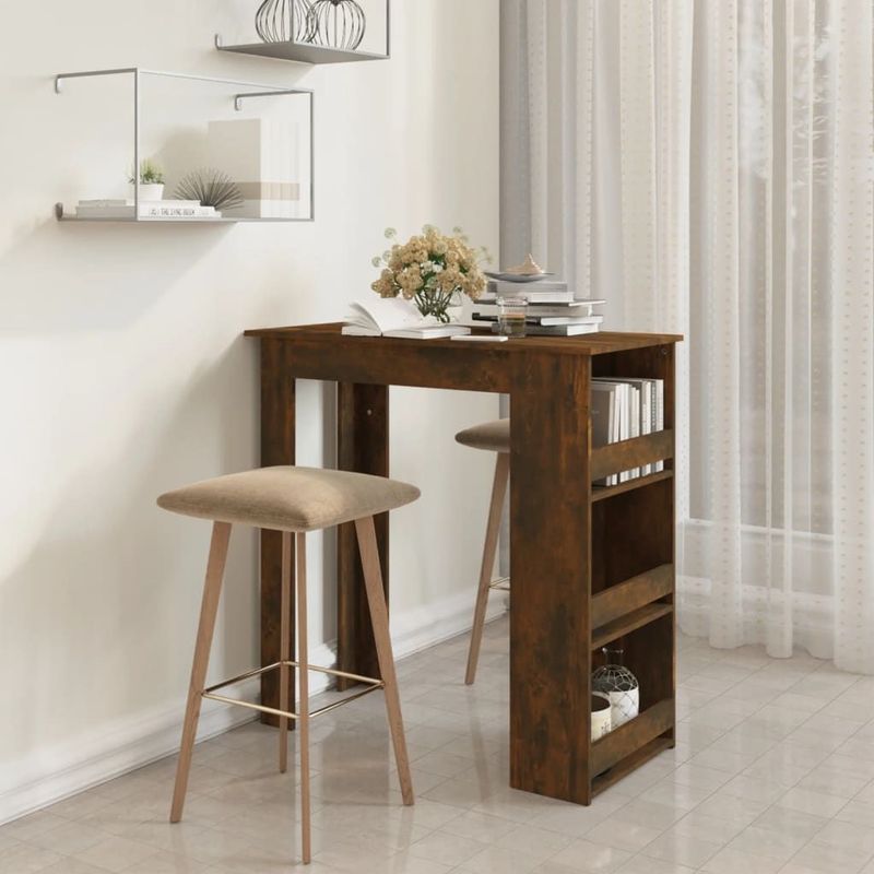 vidaXL Bartisch mit Regal Räuchereiche 102x50x103,5cm Holzwerkstoff