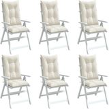 vidaXL Hochlehner-Auflagen 6 Stk. Melange Creme 120x50x7 cm Stoff