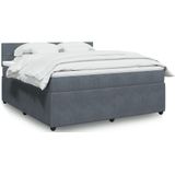 vidaXL Boxspringbett mit Matratze Dunkelgrau 180x200 cm Samt