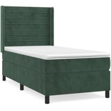 vidaXL Boxspringbett mit Matratze Dunkelgrün 80x200 cm Samt