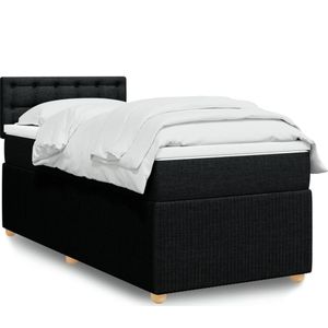 vidaXL Boxspringbett mit Matratze Schwarz 80x200 cm Stoff