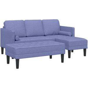 vidaXL 2-teiliges Sofa Set mit Kissen Jeans Blau Stoff