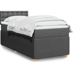 vidaXL Boxspringbett mit Matratze Dunkelgrau 80x200 cm Stoff