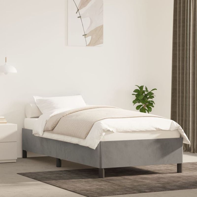 vidaXL Bettgestell ohne Matratze Hellgrau 90x200 cm Samt