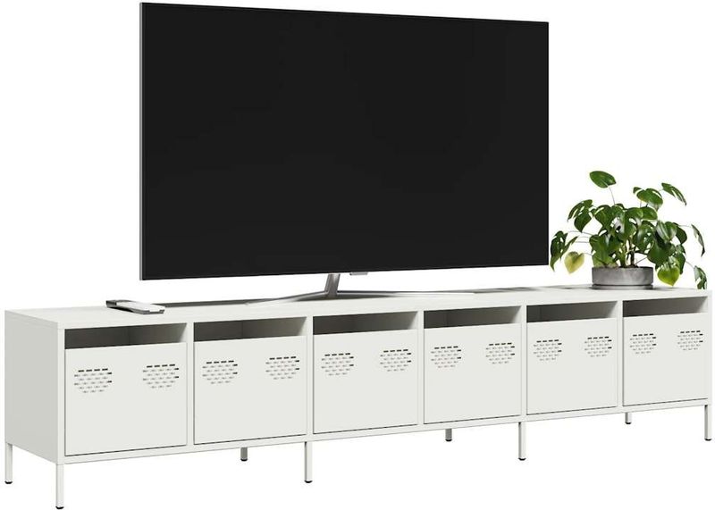 vidaXL TV-Schrank Weiß 202x39x43,5 cm Kaltgewalzter Stahl