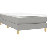 vidaXL Boxspringbett mit Matratze Hellgrau 90x200 cm Stoff