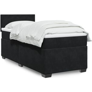 vidaXL Boxspringbett mit Matratze Schwarz 80x200 cm Samt