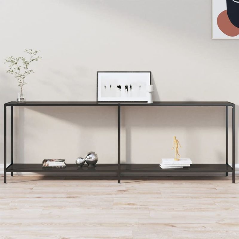 vidaXL Konsolentisch Schwarz 220x35x75,5 cm Hartglas