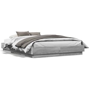 vidaXL Bettgestell mit LED Grau Sonoma-Eiche 120x190 cm