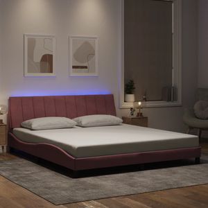 vidaXL Bettgestell mit LED ohne Matratze ""Hanko"" Rosa 180x200 cm Samt