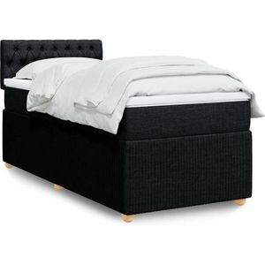 vidaXL Boxspringbett mit Matratze Schwarz 90x190 cm Stoff