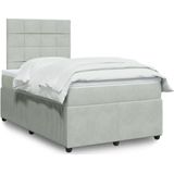 vidaXL Boxspringbett mit Matratze Hellgrau 120x200 cm Samt