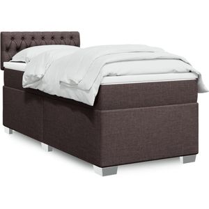 vidaXL Boxspringbett mit Matratze Dunkelbraun 90x200 cm Stoff