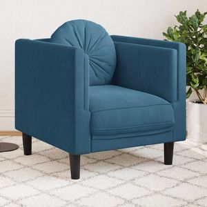 vidaXL Sessel mit Kissen Blau Samt