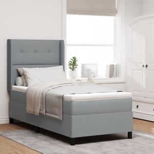 vidaXL Boxspringbett mit Matratze Hellgrau 90x200 cm Stoff