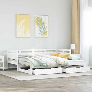 vidaXL Tagesbett Ausziehbar mit Schubladen ohne Matratze Weiß 90x200cm