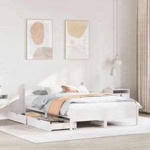 vidaXL Massivholzbett ohne Matratze Weiß 120x190 cm Kiefernholz