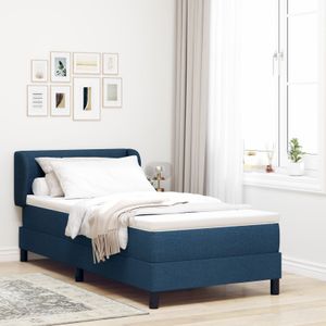 vidaXL Boxspringbett mit Matratze Blau 90x200 cm Stoff