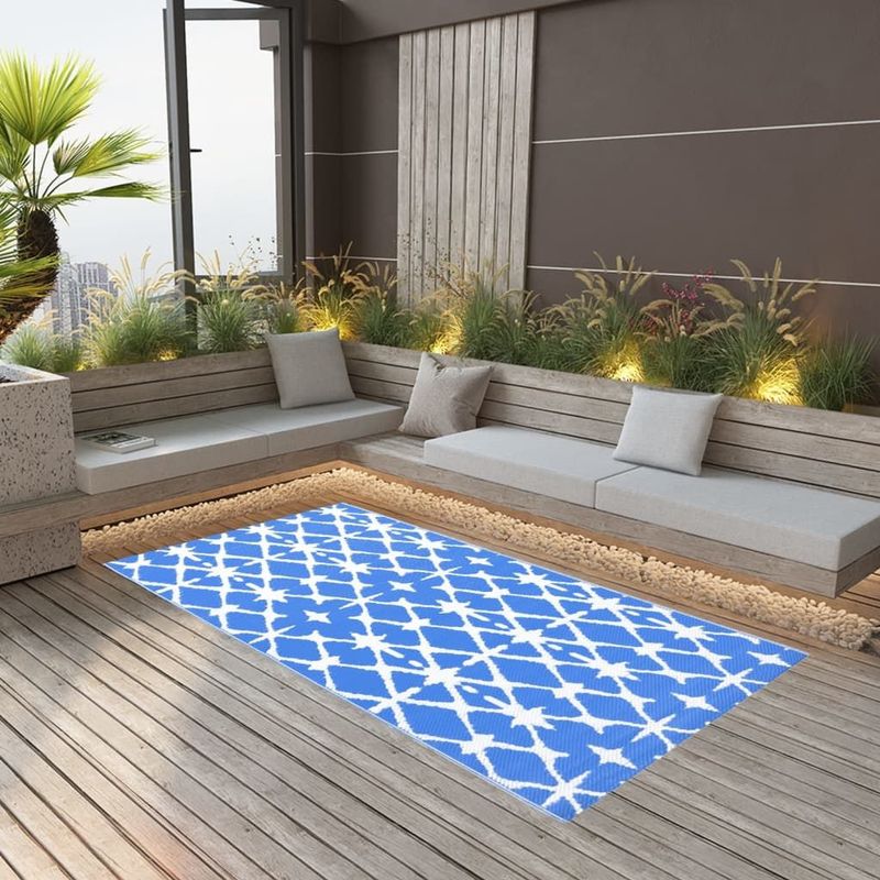 vidaXL Outdoor-Teppich ARAKIL Weiß und Blau 160x230 cm PP