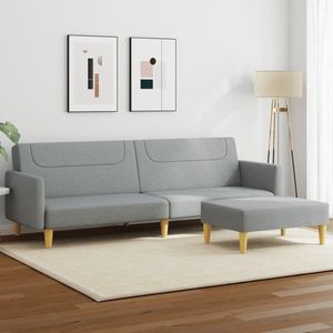 vidaXL Schlafsofa 2-Sitzer mit Fußhocker Hellgrau Stoff