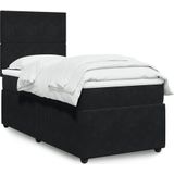 vidaXL Boxspringbett mit Matratze Schwarz 80x200 cm Samt