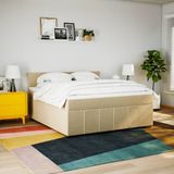 vidaXL Boxspringbett mit Matratze Creme 180x200 cm Stoff