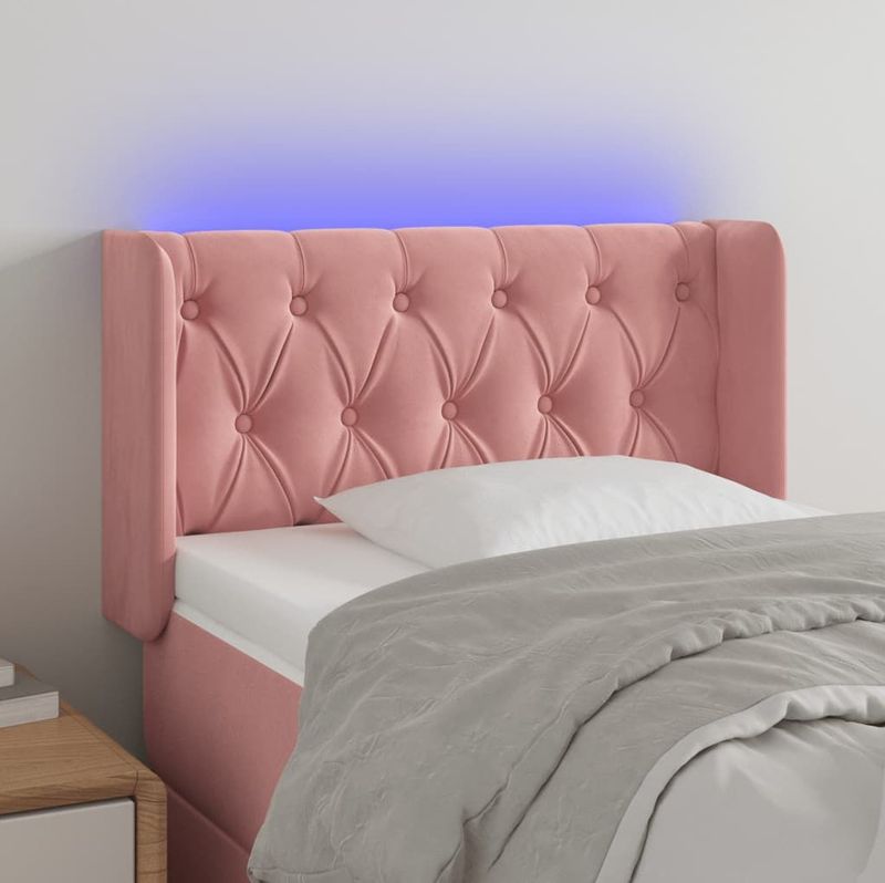 vidaXL LED Kopfteil Rosa 83x16x78/88 cm Samt