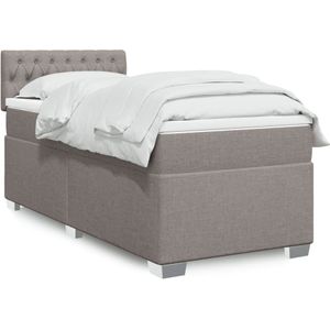 vidaXL Boxspringbett mit Matratze Taupe 80x200 cm Stoff