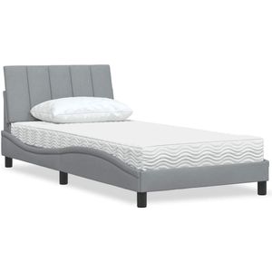 vidaXL Bett mit Matratze ""Hanko"" Hellgrau 100x200 cm Stoff
